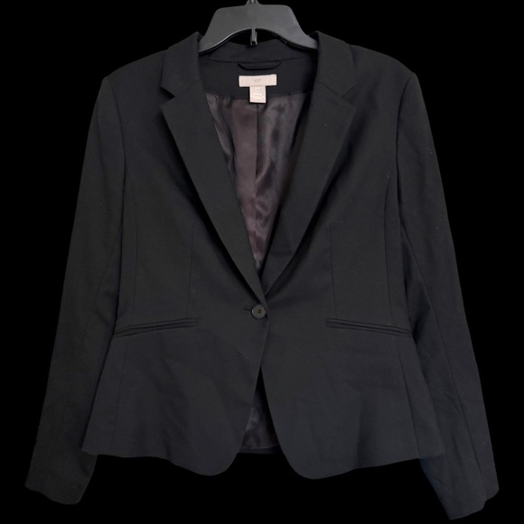 H&M Black Single Button Blazer Size Medium Workwear Career Preppy Capsule Office - Picture 2 of 9